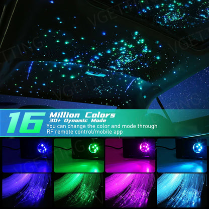 16W Twinkle LED Car Roof Star Light RGBW APP Music Remote Control Starry Sky Ceiling Fiber Optic Interior Atmosphere Decorative