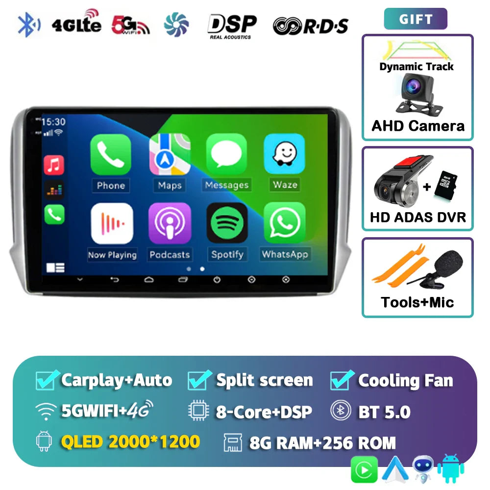 Android 14 For Peugeot 2008 208 2012-2018 Car Radio Multimedia Player Navigation GPS Wireless Carplay  Android Auto Stereo 2Din