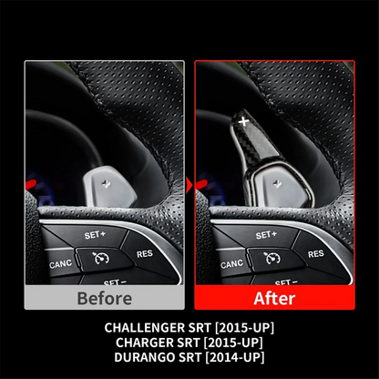 Carbon Fiber Steering Wheel Paddle Shifter Extensions Cover Trim for Dodge Challenger SRT Charger SRT Durango SRT ,Black