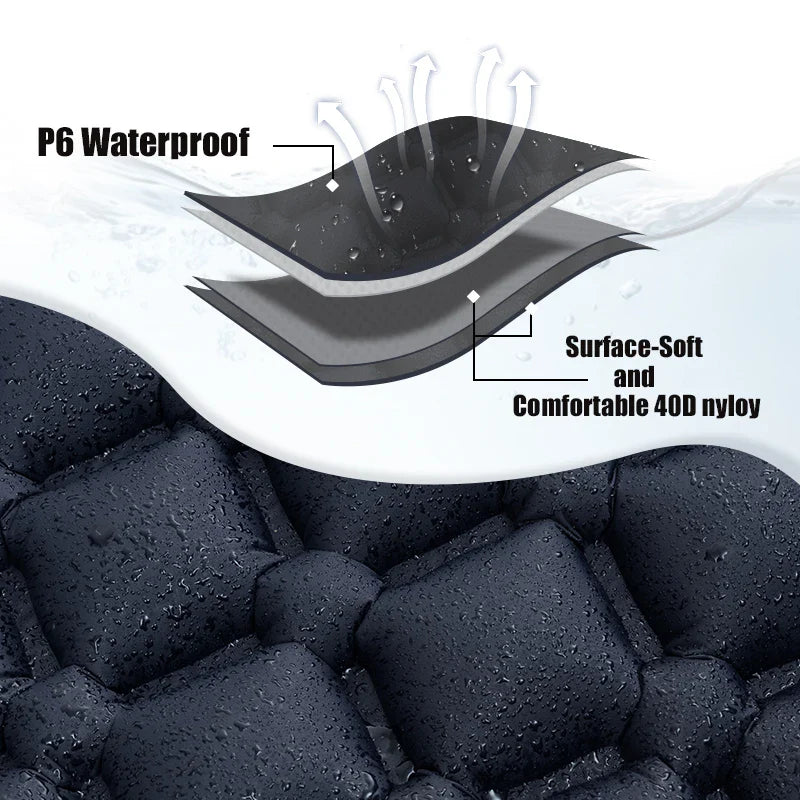 PACOONE Ultralight Outdoor Camping Sleeping Pad  Air Mat Inflatable Mattress with Pillows  Built-in Inflator Pump Travel Hiking