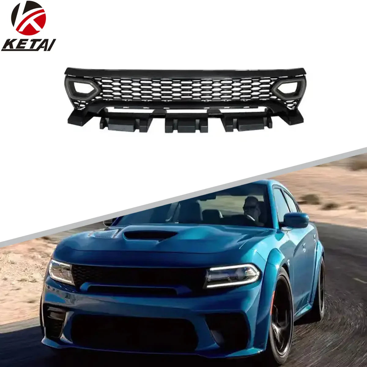 WB Style Front Lip Grille With LED Light Parts For Dodge Charger WIdebody Bumper 2015+