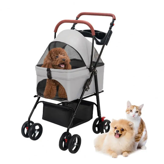 Pet 4 Wheels Dog/Cat Puppy Stroller, Folding Dog Stroller, Pet Folding Stroller, Travel Carrier for Small/Medium Pet
