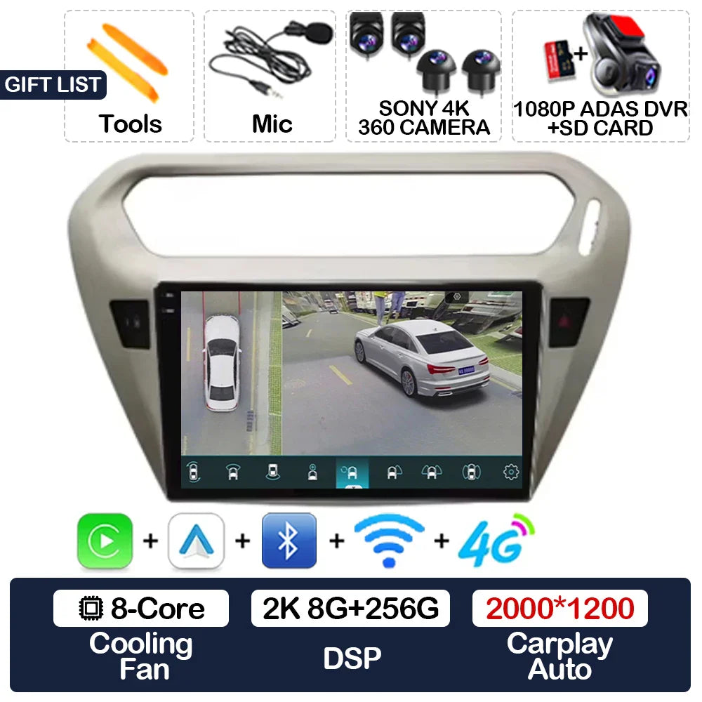 Android 15 Car Radio For Peugeot 301 Citroen Elysee 2013 - 2018 Qualcomm Multimedia Viedo Player NAVI GPS 4G WIFI Head Unit QLED