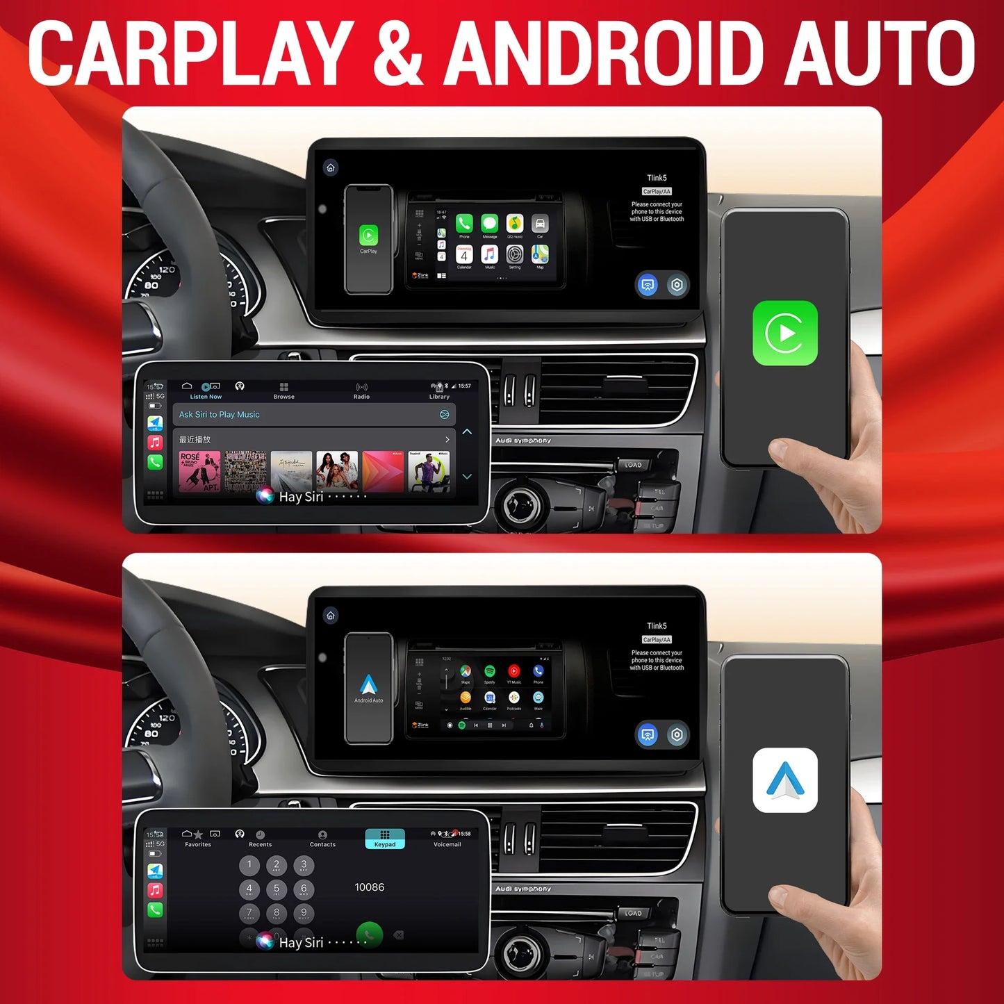 10.25 inch Android 14 For Audi A3 2013-2018 Car Radio Wireless Bluetooth Carplay Head Unit Qualcomm Snapdragon 680 Touch Screen