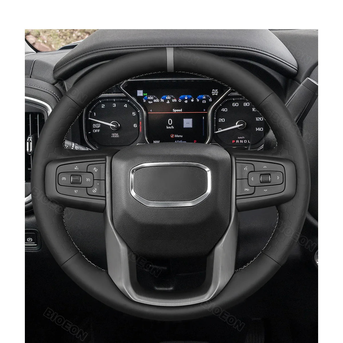 Bioeon Black Hive Leathe Car Steering Wheel Cover for GMC Sierra 1500 Sierra 1500 Limited Sierra 2500 3500 Yukon (Yukon XL)