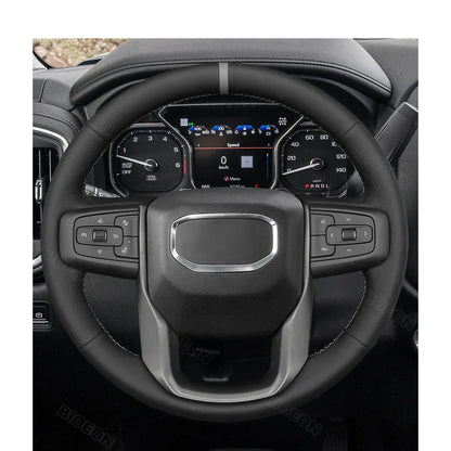 Bioeon Black Hive Leathe Car Steering Wheel Cover for GMC Sierra 1500 Sierra 1500 Limited Sierra 2500 3500 Yukon (Yukon XL)