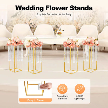 4-Piece Wedding Flower Stand Set – Durable Metal Vase Holder for Centerpieces, Balloons, and Party Decorations