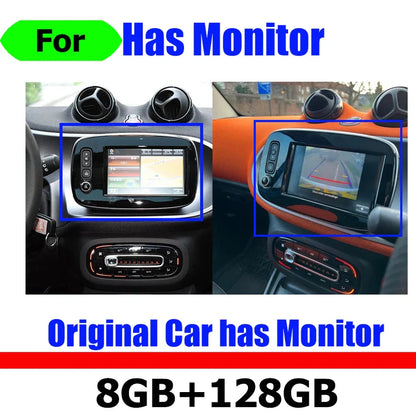 8“ Android 14 CarPlay GPS Navigation Player Head Unit For Mercedes Benz Smart 453 Fortwo Forfour 15-19 Radio Stereo Multimedia