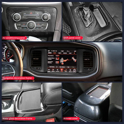 For Dodge Charger 2015-2021 Car Interior Central Control AC Switch Gear Shift Panel Cover Trim Decora 5PCS/Set