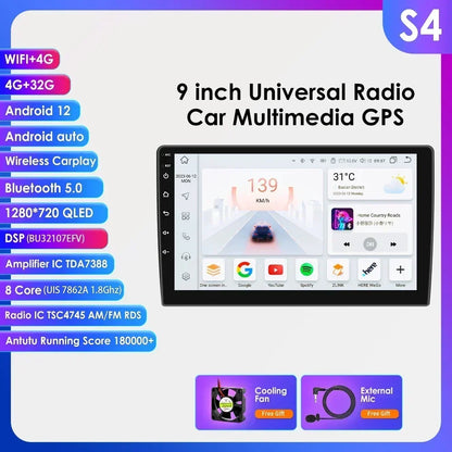 Hizpo Universal Car Radio 2Din 9" 10" 10.33" Android Auto Multimedia GPS CarPlay For Toyota Volkswagen Hyundai Kia Nissan Honda