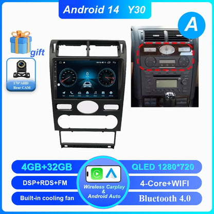 Android 14 Radio Stereo For Ford Mondeo MK 3 2000 2001 2002 2003 2004 2005-2007 Auto Multimedia Player GPS Navigation Bluetooth
