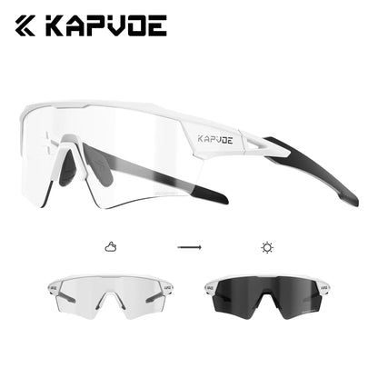 Kapvoe New Photochromic Cycling Sunglasses Men Women MTB Glasses UV400 Bicycle Eyewear Outdoor Sports Running Road Bike Goggles