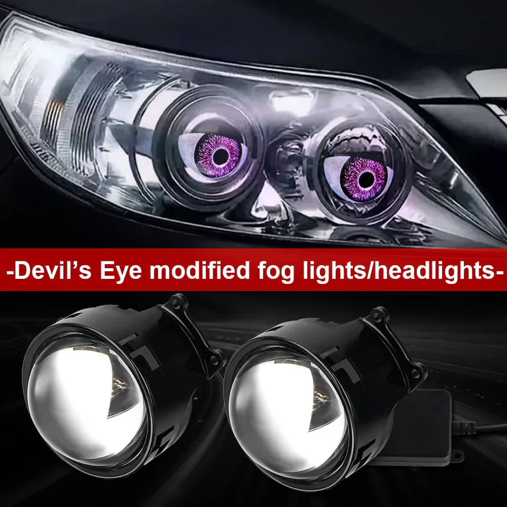 3 Inch Car Devil Eyes Lens Lights 12-36V Demon Red Eye Dynamic Headlight Assembly With Remote Control Auto Retrofit Accessorie