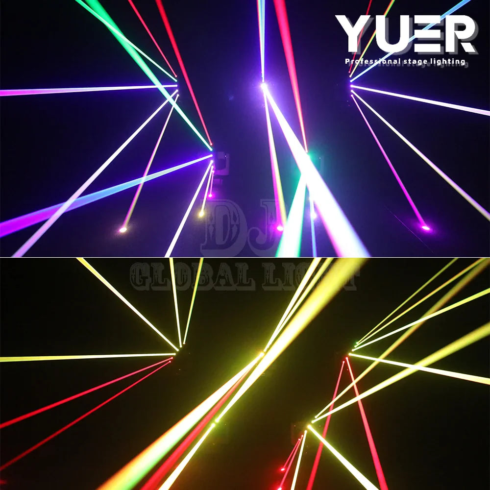 6 eyes RGB Laser Strobe beam Moving head light DMX Auto Sound Control Professional lighting machine for DJ Disco party bar Stage power tools