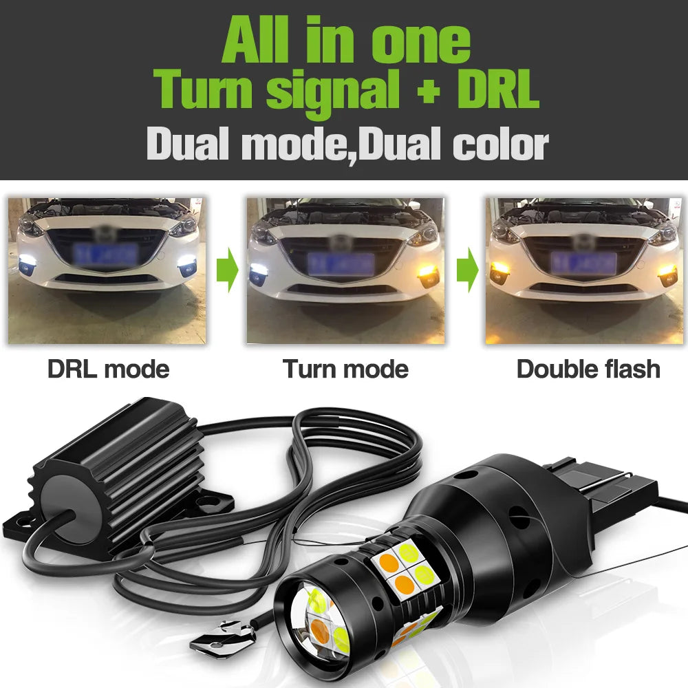 2pcs For Jeep Patriot MK 2007-2017 Dual Mode LED Turn Signal+Daytime Running Light DRL 2008 2009 2010 2011 2012 2013 Accessories