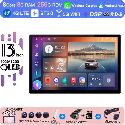 13.3 inch Android 14 Carplay Auto For Jeep Wrangler 3 JK 2011 2012 2013 2018 Car Radio Player Multimedia srereo Navigation BT