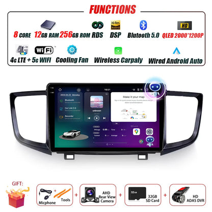 Car Radio Carplay For Honda Pilot 2016 - 2019 GPS Navigation Android Auto Stereo Multimedia Player 5G Wifi Screen BT RDS