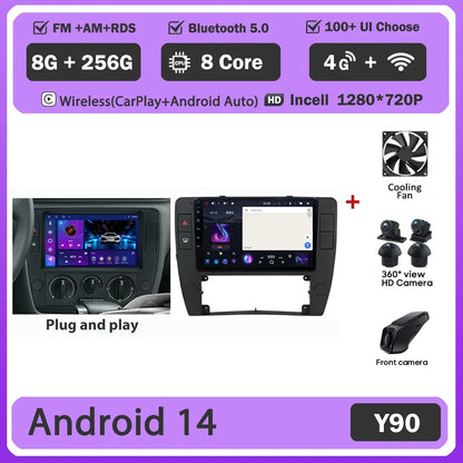 Android 14 Carplay+auto For Volkswagen Passat B5 2000 - 2005 Car Radio Multimedia Video Player Navigation GPS No 2din 2 din dvd