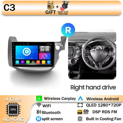 Android 14 For HONDA FIT JAZZ 2008 2009 2010 2011 2012 2013 Car Stereo Radio Multimedia Wireless Carplay Android Auto GPS 4G BT