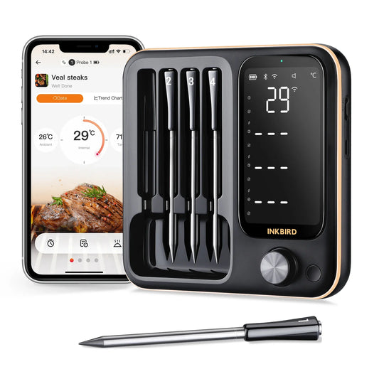 INKBIRD Three-Mode Wireless Meat Thermometer INT-14-BW Smart WiFi Bluetooth Food Thermometer IP67&4 Probes for BBQ, Grill, Oven power tools