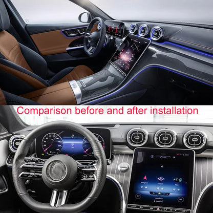 64 colors LED Car Front Back Air Vent Outlet Turbine Nozzle Atmosphere Lamp For Mercedes-Benz C Class W206 2022 Ambient Light