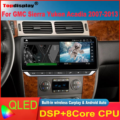 Topdisplay 10.25" QLED Touchscreen Car Radio for GMC Sierra Yukon Acadia 2007-2013 8-Core CPU CarPlay Android Auto Screen