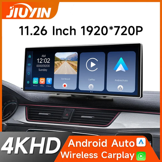 JIUYIN 11.26 inch 4K HD DVR Universal Car Radio Multimedia Navigation Wireless CarPlay Android Auto Mirror Music Player