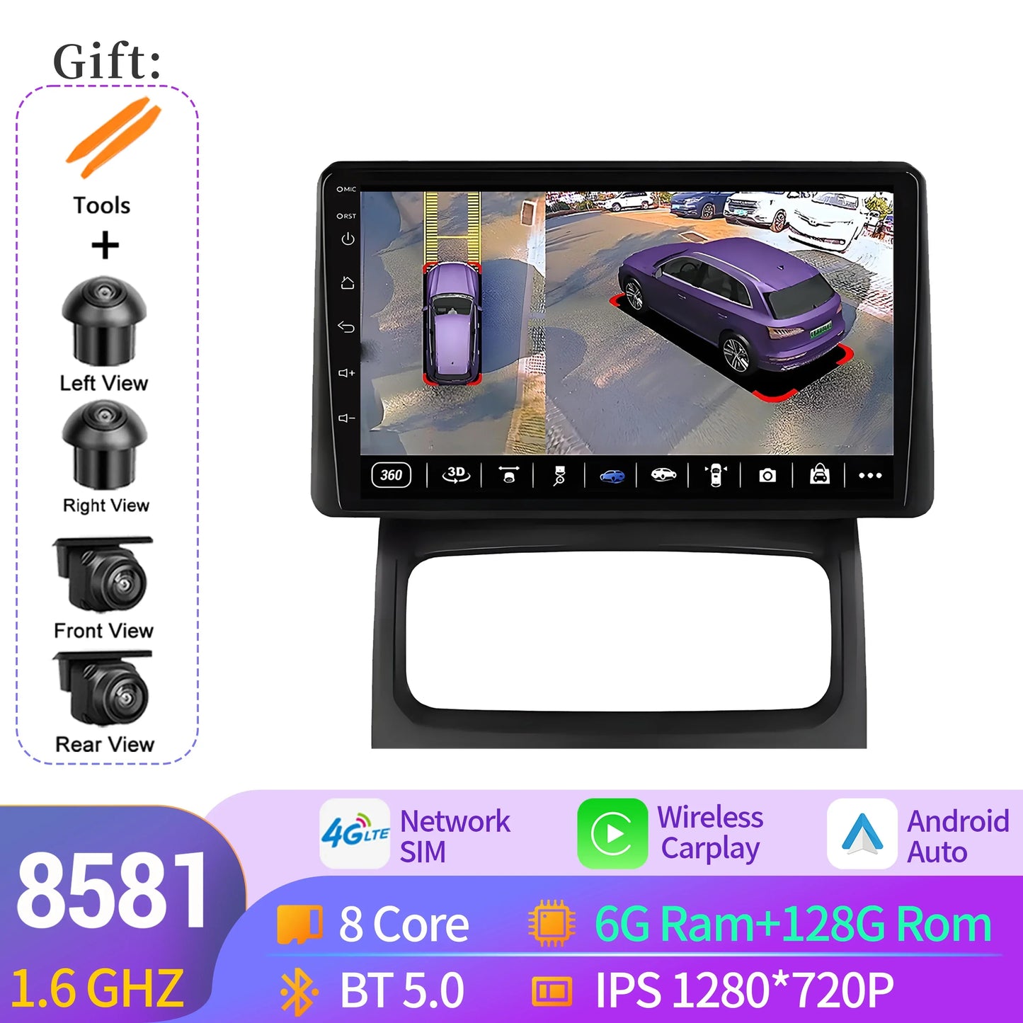 Android 14 Auto For Renault Clio 2 BB CB 2001-2012 Wireless Apple BT Carplay Car Radio Multimedia Touch Stereo 2K QLED Screen