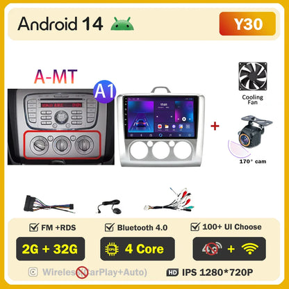 2din Android 14 Carplay Radio For ford focus 2 3 Mk2 Mk3 2004-2011 Automotive Car Multimedia GPS Autoradio 8 Core Wifi DSP BT