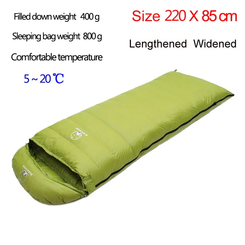 Size 220X85cm Lengthening And Widening Suitable For Tall People Good Quality White Goose Down Thermal Sleeping Bags Camping