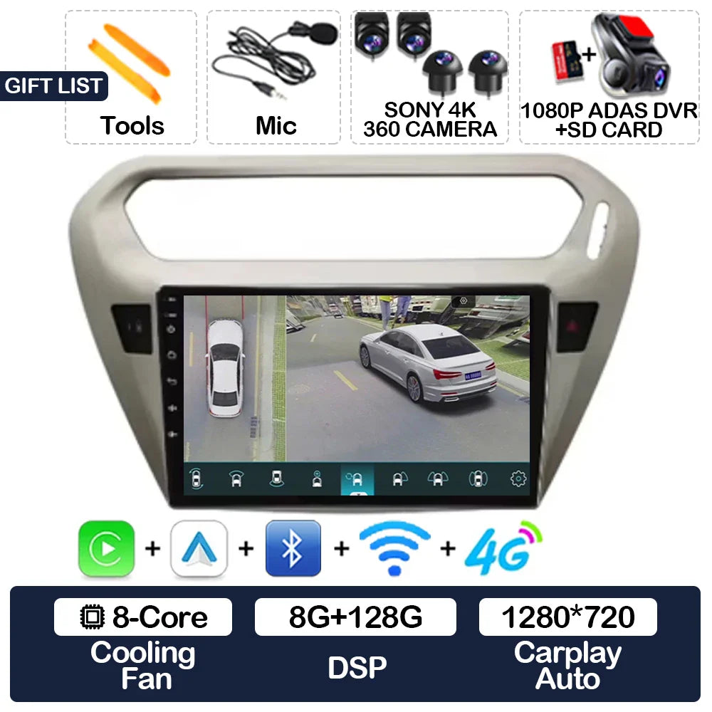Android 15 Car Radio For Peugeot 301 Citroen Elysee 2013 - 2018 Qualcomm Multimedia Viedo Player NAVI GPS 4G WIFI Head Unit QLED