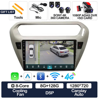 Android 15 Car Radio For Peugeot 301 Citroen Elysee 2013 - 2018 Qualcomm Multimedia Viedo Player NAVI GPS 4G WIFI Head Unit QLED