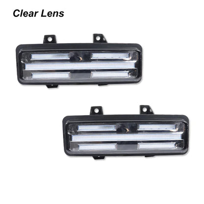 iJDM For Chevy GMC Van Jimmy Pickup Truck Front Bumper Sequential Amber Turn Signals Lights Assembly White LED as DRL
