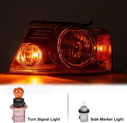 Front Headlights Assembly Headlamp, Compatible with 2004-2008 Ford F150/2006-2008 Lincoln Mark Lt bumper Headlamp, Chrome Housin