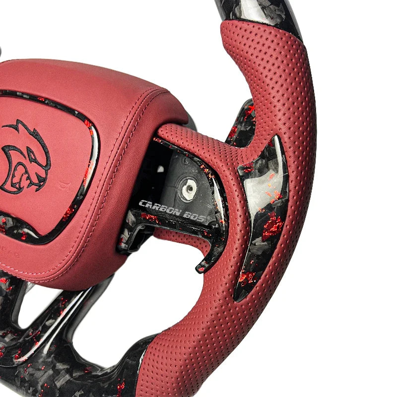 Customized leather carbon fiber LED steering wheel suitable for Dodge Challenger SRT HELLCAT 2008-2024 series racing cars