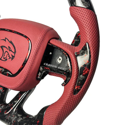 Customized leather carbon fiber LED steering wheel suitable for Dodge Challenger SRT HELLCAT 2008-2024 series racing cars