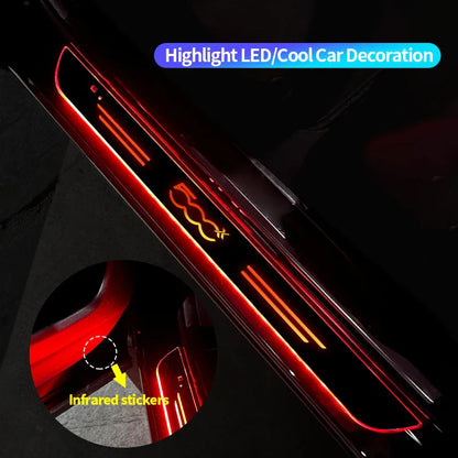 For Fiat 500 500C 2012 500X 500L Abarth 695 Car Door Sill Light Customized Logo LED Welcome Threshold Pedal Lamp Accessories