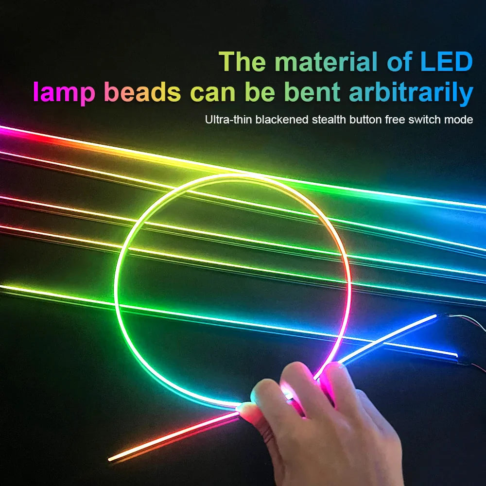 22 in 1 Universal Ambient Light Car Interior Acrylic Strip Kit 213 64 Color RGB Symphony Rainbow Dashboard Atmosphere Light APP