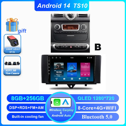 Car Android 14 GPS Navigation For Mercedes Benz Smart Fortwo 451 2010 - 2015 Auto Radio Stereo Multimidia Player Carplay NO 2DIN