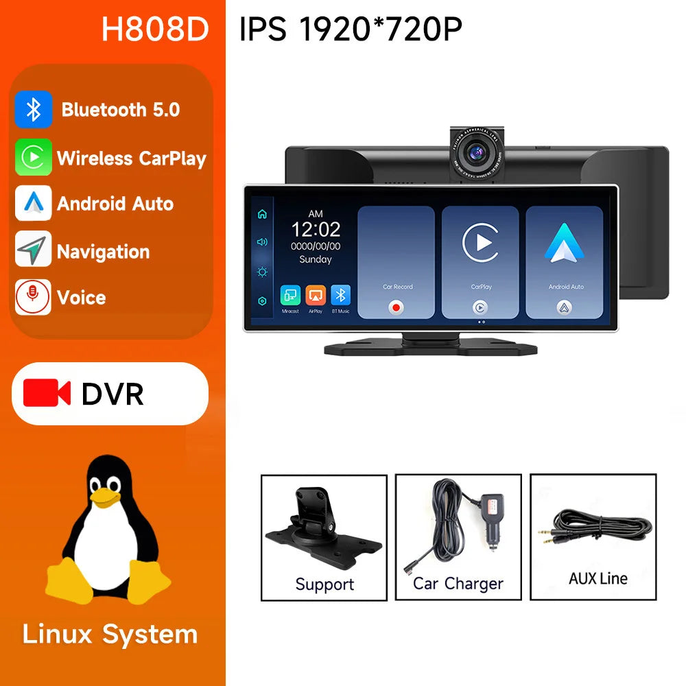 JIUYIN 11.26 inch 4K HD DVR Universal Car Radio Multimedia Navigation Wireless CarPlay Android Auto Mirror Music Player