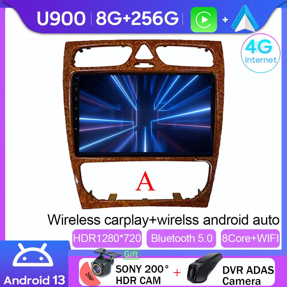 Android 14 wifi+4G Carplay BT Car Radio For Benz W203 W209 C180 C200 C220 C230 2004-2011 Navigation GPS Video Player Multimedia