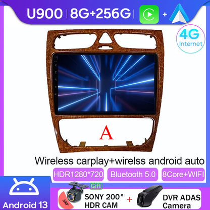 Android 14 wifi+4G Carplay BT Car Radio For Benz W203 W209 C180 C200 C220 C230 2004-2011 Navigation GPS Video Player Multimedia