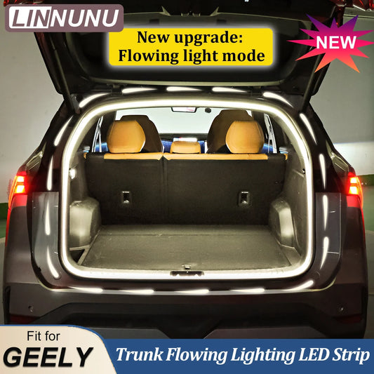 LINNUNU Rear Trunk LED Flowing Light Bar Strips Trunk Interior Decor Lamp Strip For Geely Monjaro Starray Atlas Preface Okavango