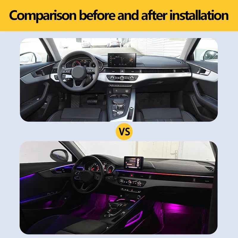 LED Ambient Lights For Audi A4 A4L 2009-2023 Models 64 Colors Rainbow Atmosphere Lamps APP/ Car Play/Car Radio Control