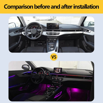 LED Ambient Lights For Audi A4 A4L 2009-2023 Models 64 Colors Rainbow Atmosphere Lamps APP/ Car Play/Car Radio Control