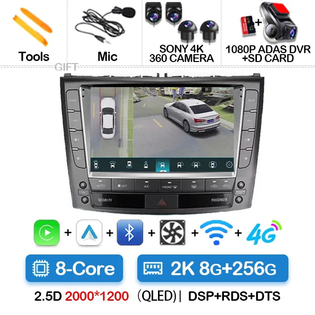 Android 14 Car Radio For Lexus IS250 IS300 XE20 IS220 IS350 2005 - 2012 Multimedia Video Player NAVI GPS 4G WIFI Carplay Auto BT