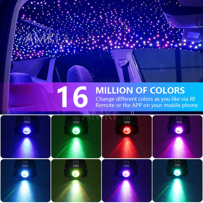 16W RGBW Twinkle Starry Sky Car Roof stars Fiber Optic Light  Music control Led Star Roof Car Interior Ambient Atmosphere Light