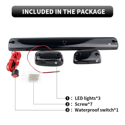 3PC Smoke Cab Roof Running Amber Side Clearance Dome LED Lights For Chevy Silverado G/M C Sierra 2007-2013