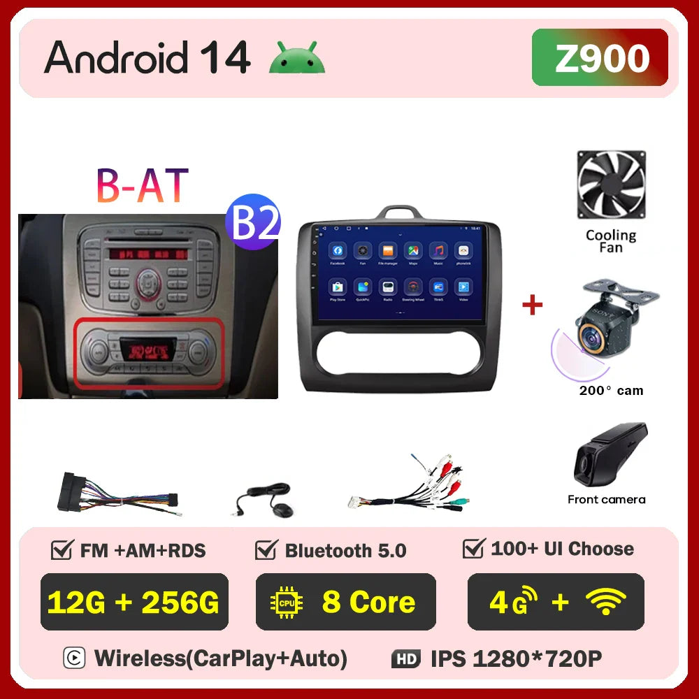 2din Android 14 Carplay Radio For ford focus 2 3 Mk2 Mk3 2004-2011 Automotive Car Multimedia GPS Autoradio 8 Core Wifi DSP BT