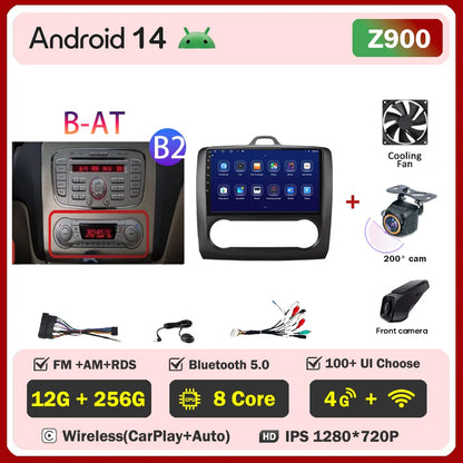 2din Android 14 Carplay Radio For ford focus 2 3 Mk2 Mk3 2004-2011 Automotive Car Multimedia GPS Autoradio 8 Core Wifi DSP BT